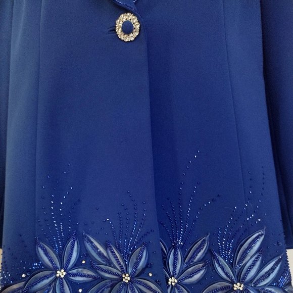 Vintage Y2K Designer Ben Marc Blue Beaded Formal Jacket - Picture 8 of 11